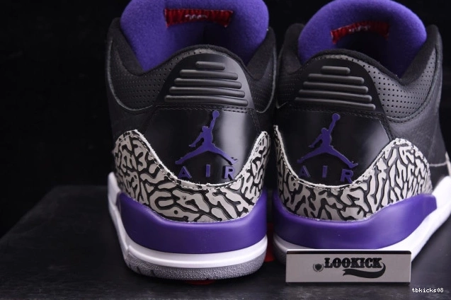 Rep TBkick CT8532-050 Court Air Jordan Black Retro 3 Purple 0703
